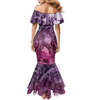 Pacific Beauty Girl Family Matching Mermaid Dress and Hawaiian Shirt Pink Polyneisan Tribal Vintage Motif LT9 - Polynesian Pride