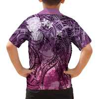 Pacific Beauty Girl Family Matching Off Shoulder Short Dress and Hawaiian Shirt Pink Polyneisan Tribal Vintage Motif LT9 - Polynesian Pride