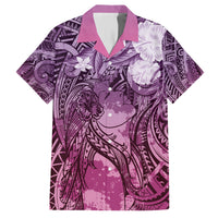 Pacific Beauty Girl Family Matching Short Sleeve Bodycon Dress and Hawaiian Shirt Pink Polyneisan Tribal Vintage Motif LT9 Dad's Shirt - Short Sleeve Pink - Polynesian Pride