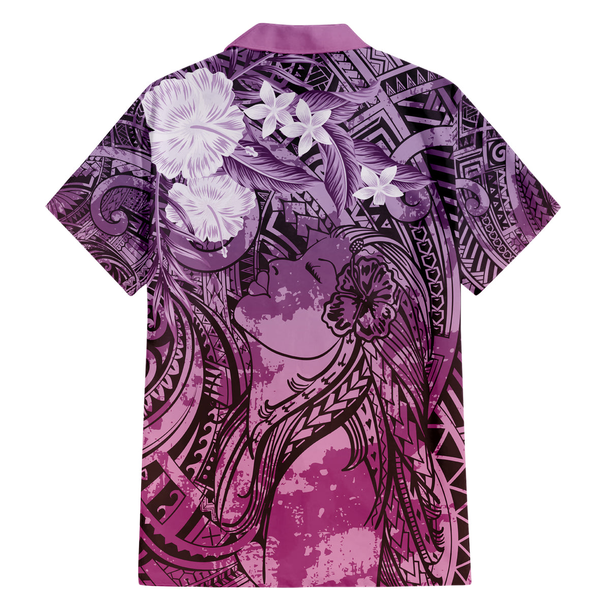 Pacific Beauty Girl Family Matching Short Sleeve Bodycon Dress and Hawaiian Shirt Pink Polyneisan Tribal Vintage Motif LT9 - Polynesian Pride