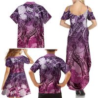Pacific Beauty Girl Family Matching Summer Maxi Dress and Hawaiian Shirt Pink Polyneisan Tribal Vintage Motif LT9 - Polynesian Pride