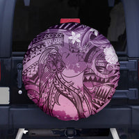 Pacific Beauty Girl Spare Tire Cover Pink Polyneisan Tribal Vintage Motif