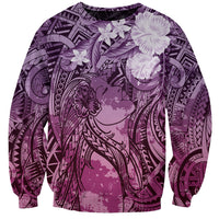 Pacific Beauty Girl Sweatshirt Pink Polyneisan Tribal Vintage Motif