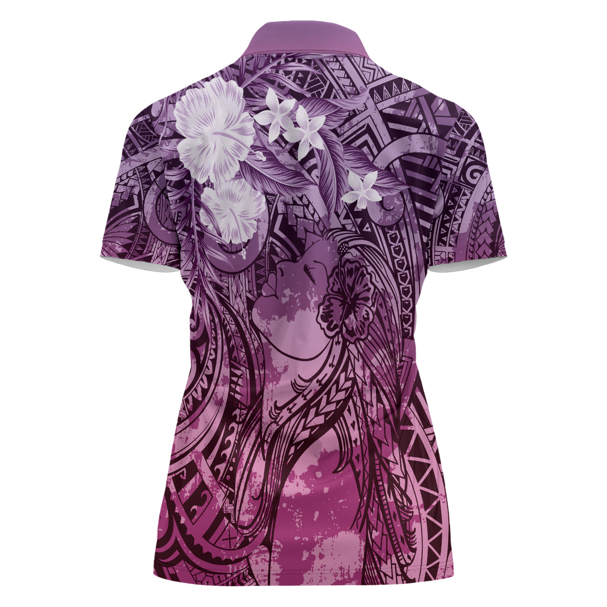 Pacific Beauty Girl Women Polo Shirt Pink Polyneisan Tribal Vintage Motif LT9 - Polynesian Pride