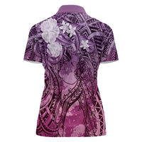 Pacific Beauty Girl Women Polo Shirt Pink Polyneisan Tribal Vintage Motif LT9 - Polynesian Pride