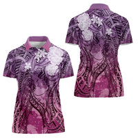 Pacific Beauty Girl Women Polo Shirt Pink Polyneisan Tribal Vintage Motif LT9 - Polynesian Pride