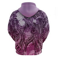 Pacific Beauty Girl Zip Hoodie Pink Polyneisan Tribal Vintage Motif