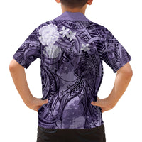 Pacific Beauty Girl Family Matching Puletasi and Hawaiian Shirt Violet Polyneisan Tribal Vintage Motif LT9 - Polynesian Pride