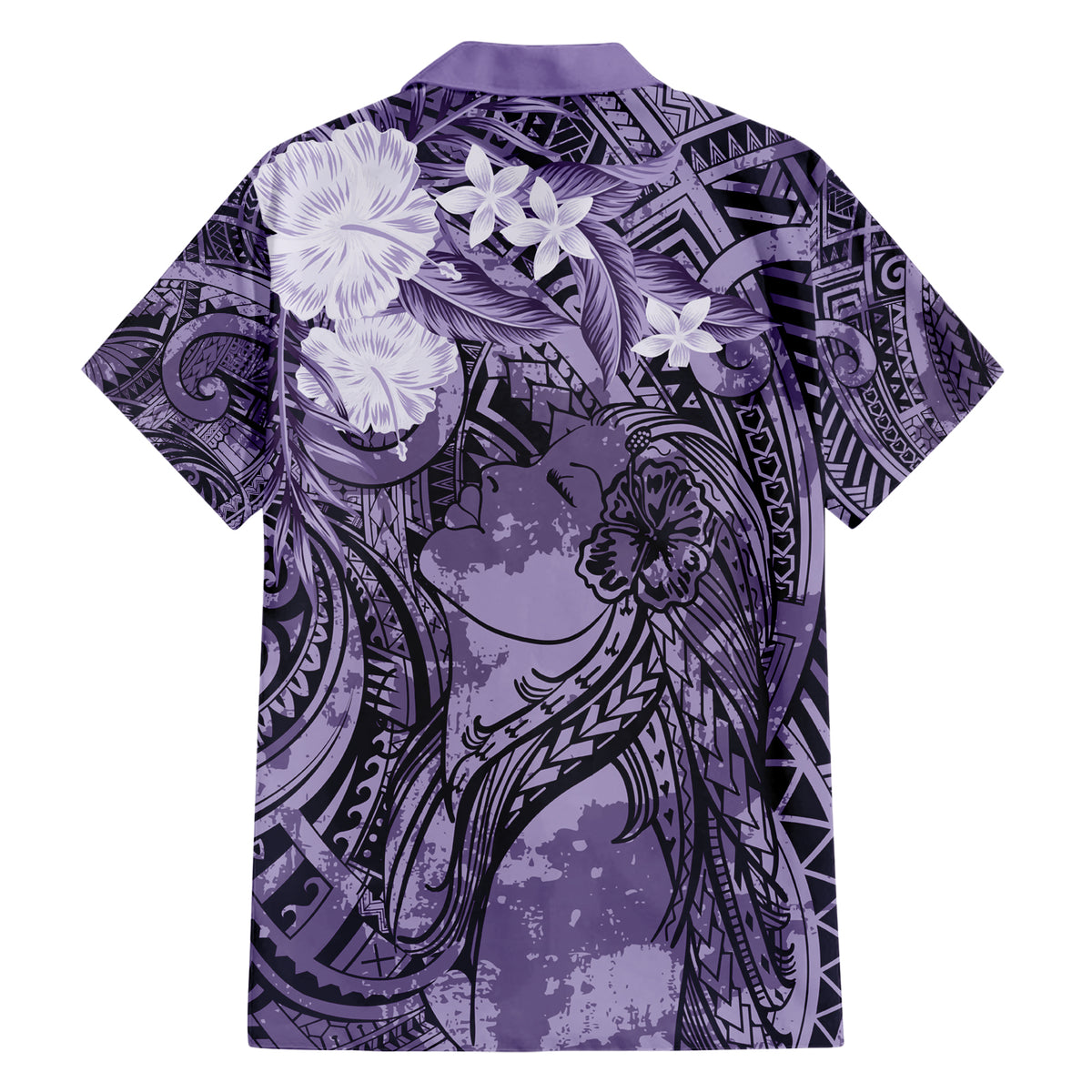 Pacific Beauty Girl Family Matching Short Sleeve Bodycon Dress and Hawaiian Shirt Violet Polyneisan Tribal Vintage Motif LT9 - Polynesian Pride