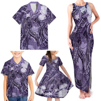 Pacific Beauty Girl Family Matching Tank Maxi Dress and Hawaiian Shirt Violet Polyneisan Tribal Vintage Motif LT9 - Polynesian Pride