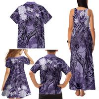 Pacific Beauty Girl Family Matching Tank Maxi Dress and Hawaiian Shirt Violet Polyneisan Tribal Vintage Motif LT9 - Polynesian Pride