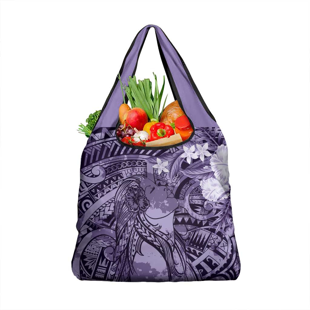 Pacific Beauty Girl Grocery Bag Violet Polyneisan Tribal Vintage Motif LT9 1-pack One Size Violet - Polynesian Pride