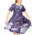 Pacific Beauty Girl Kid Short Sleeve Dress Violet Polyneisan Tribal Vintage Motif