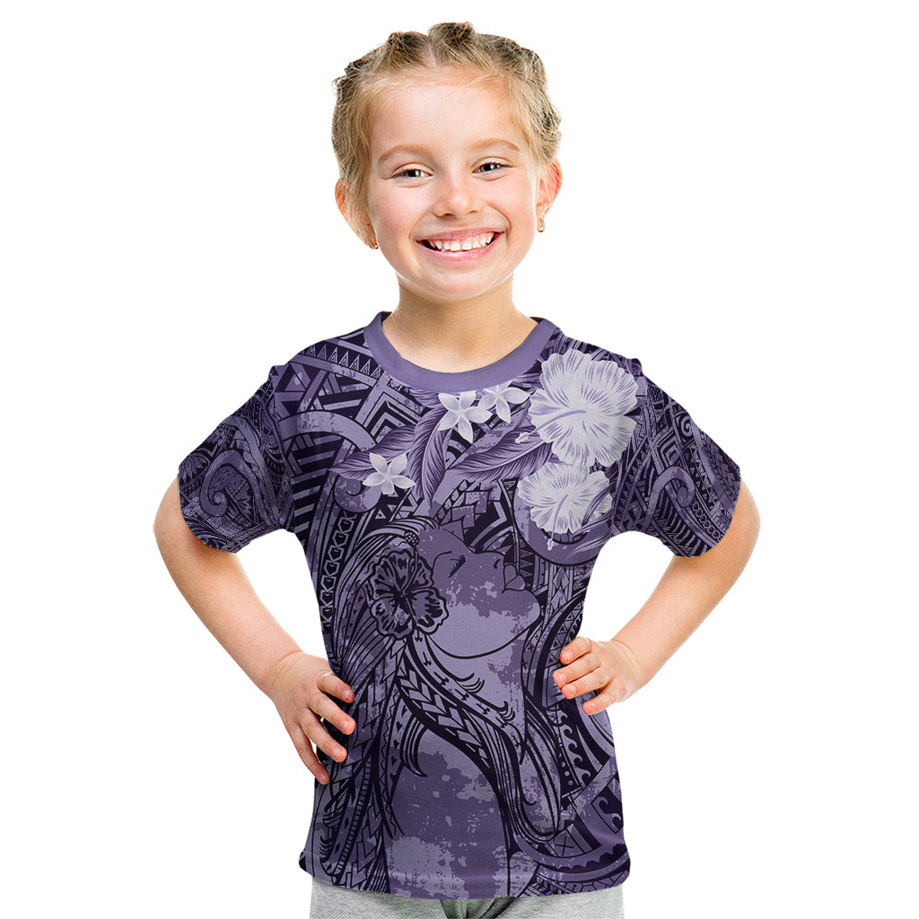 Pacific Beauty Girl Kid T Shirt Violet Polyneisan Tribal Vintage Motif