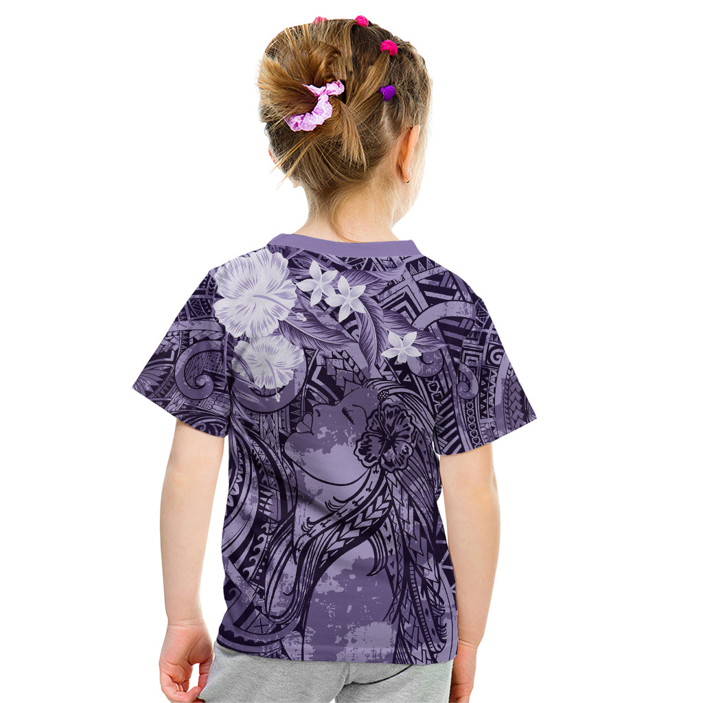 Pacific Beauty Girl Kid T Shirt Violet Polyneisan Tribal Vintage Motif