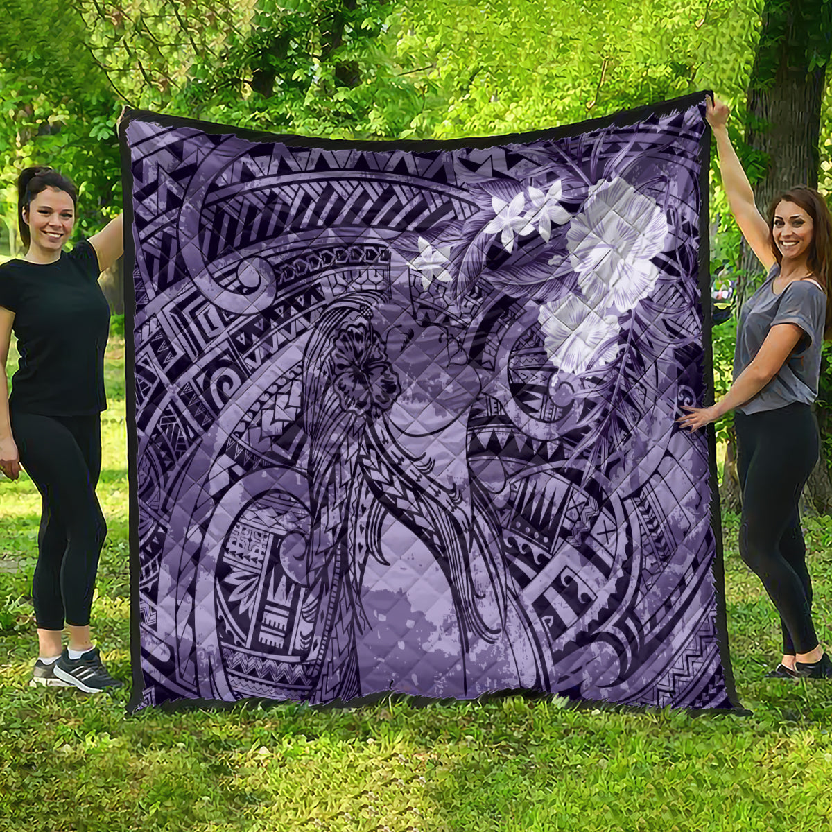 Pacific Beauty Girl Quilt Violet Polyneisan Tribal Vintage Motif LT9 - Polynesian Pride