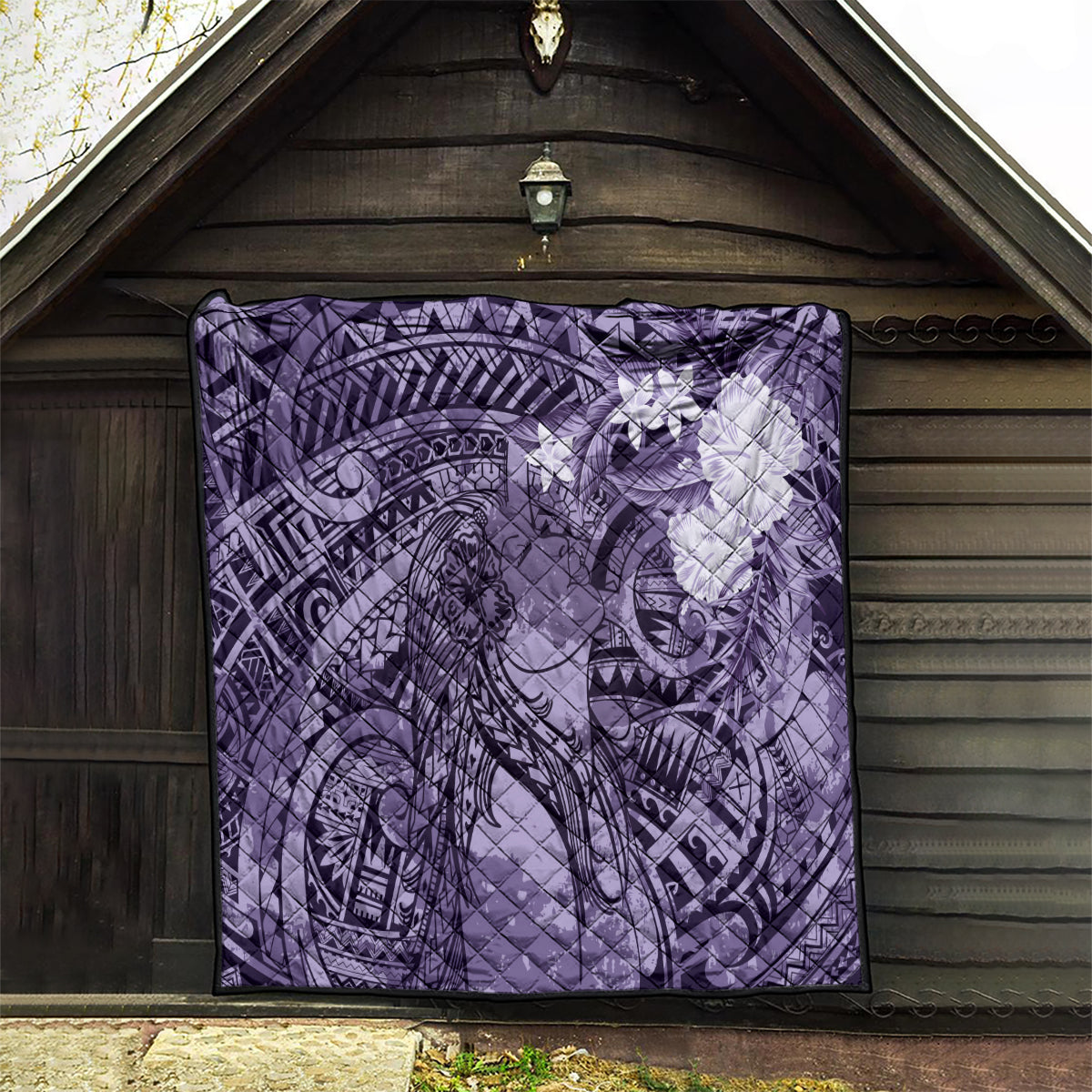 Pacific Beauty Girl Quilt Violet Polyneisan Tribal Vintage Motif LT9 - Polynesian Pride