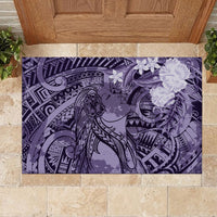 Pacific Beauty Girl Rubber Doormat Violet Polyneisan Tribal Vintage Motif