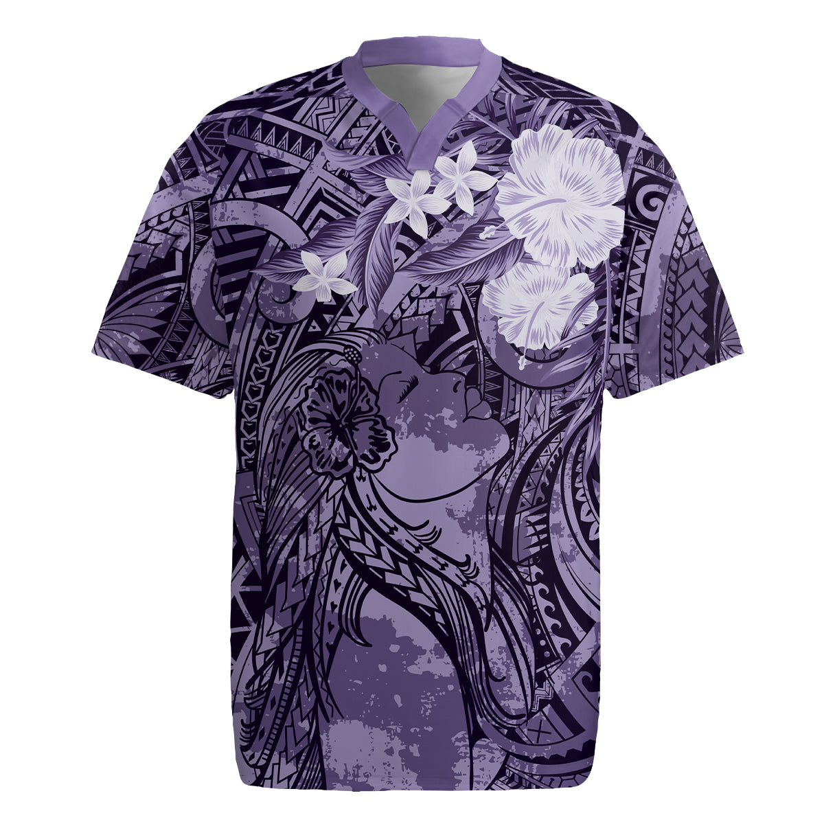 Pacific Beauty Girl Rugby Jersey Violet Polyneisan Tribal Vintage Motif LT9 Violet - Polynesian Pride