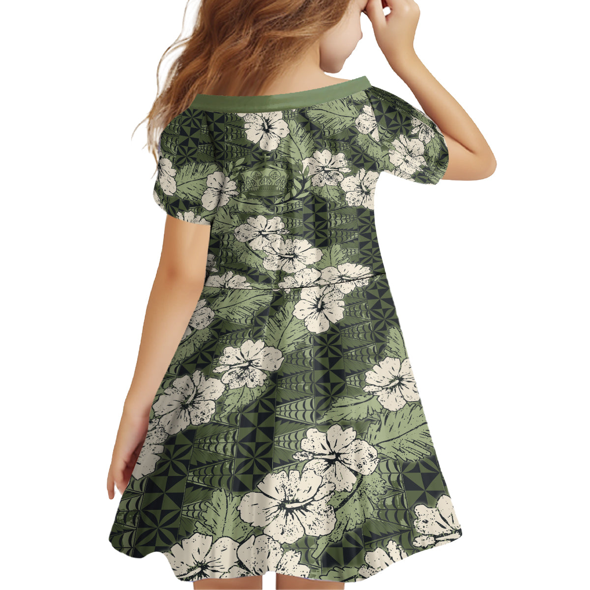 Tongan Kupesi Ngatu Hibiscus Vintage Motif Family Matching Long Sleeve Bodycon Dress and Hawaiian Shirt LT9 - Polynesian Pride