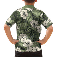 Tongan Kupesi Ngatu Hibiscus Vintage Motif Family Matching Off The Shoulder Long Sleeve Dress and Hawaiian Shirt LT9 - Polynesian Pride