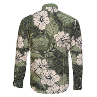 Tongan Kupesi Ngatu Hibiscus Vintage Motif Family Matching Off Shoulder Maxi Dress and Hawaiian Shirt LT9 - Polynesian Pride