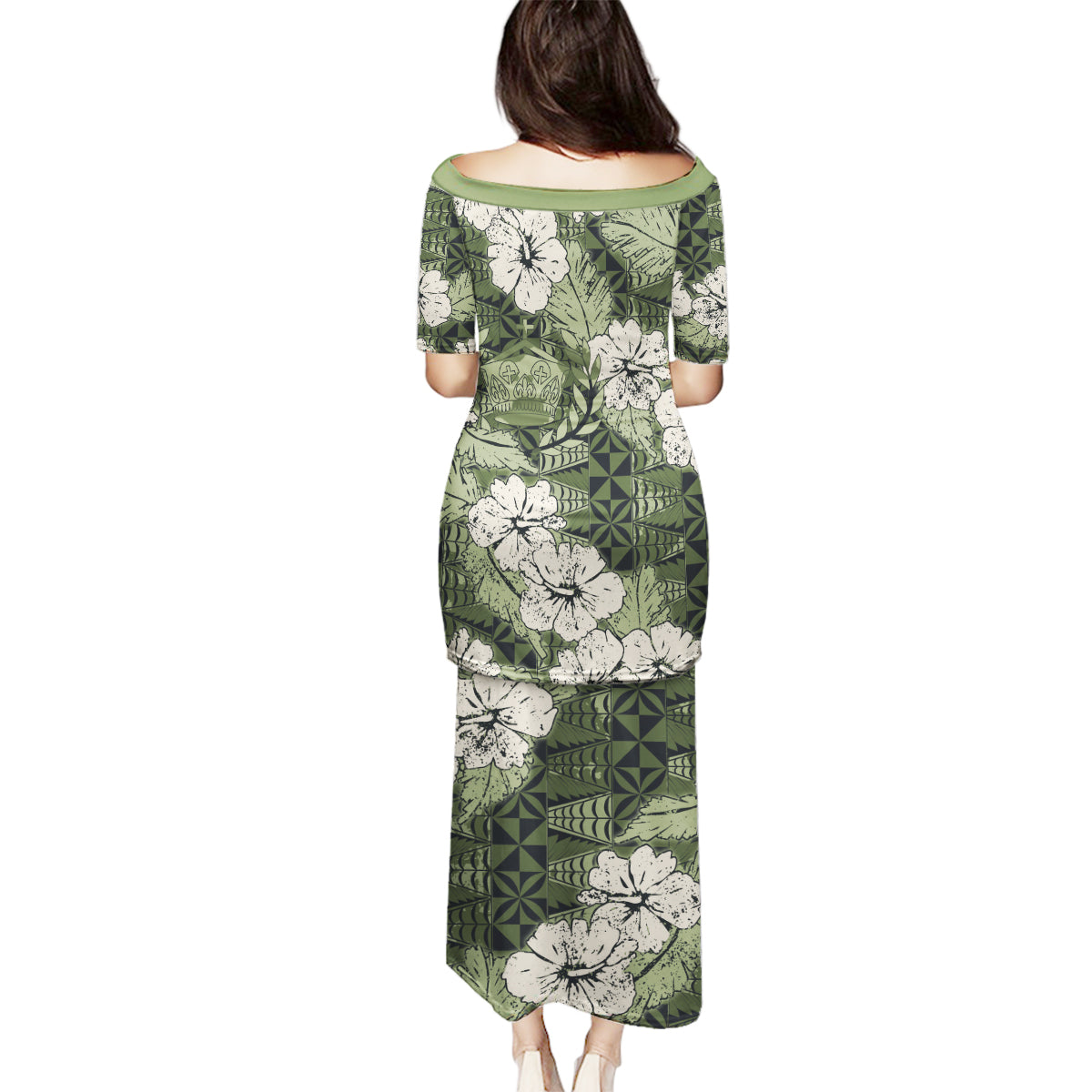 Tongan Kupesi Ngatu Hibiscus Vintage Motif Family Matching Puletasi and Hawaiian Shirt LT9 - Polynesian Pride