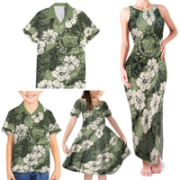 Tongan Kupesi Ngatu Hibiscus Vintage Motif Family Matching Tank Maxi Dress and Hawaiian Shirt LT9 - Polynesian Pride