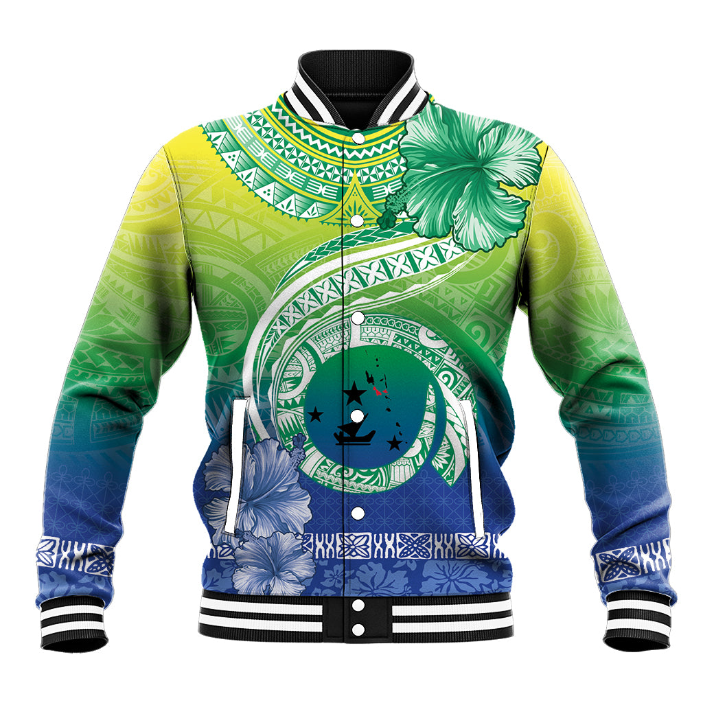 Malpampa Vanuatu Baseball Jacket Hibiscus Sand Drawing with Pacific Pattern