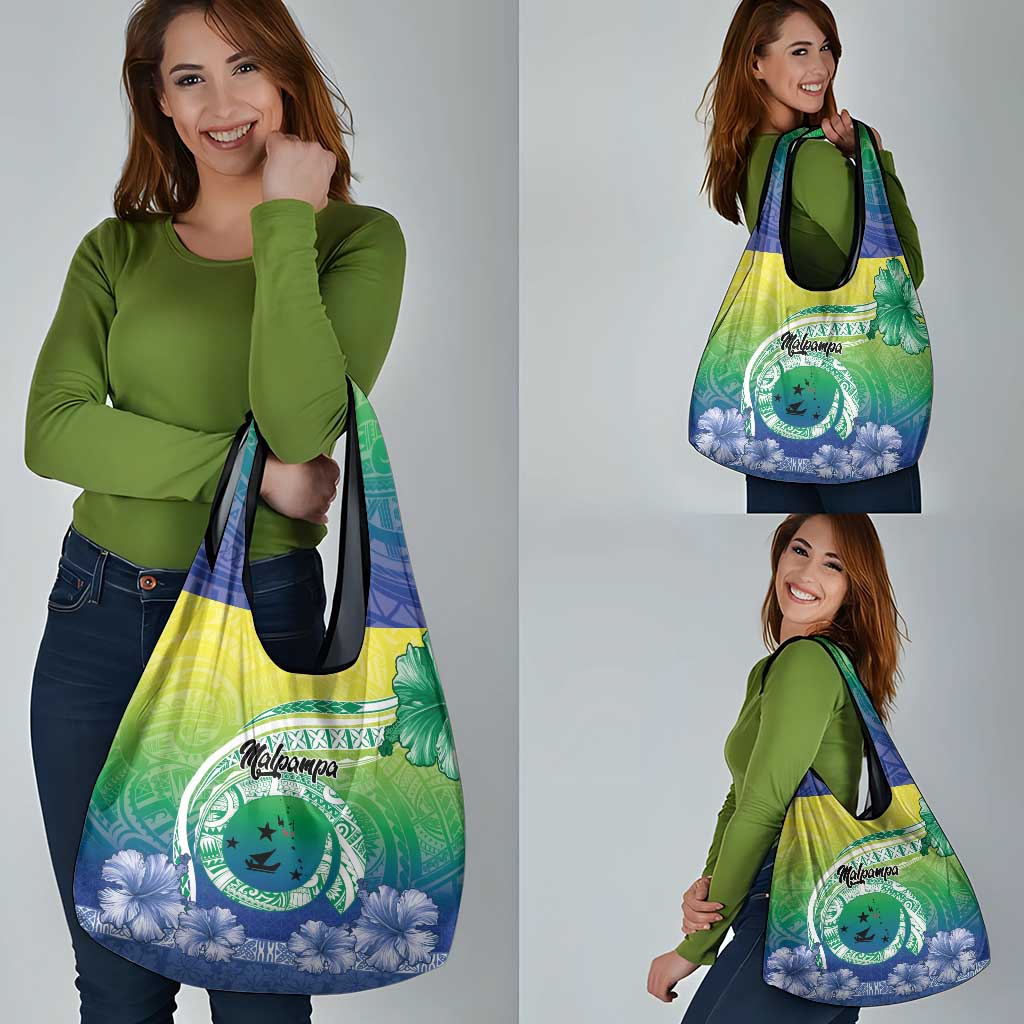 Malpampa Vanuatu Grocery Bag Hibiscus Sand Drawing with Pacific Pattern