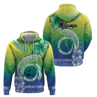 Malpampa Vanuatu Hoodie Hibiscus Sand Drawing with Pacific Pattern
