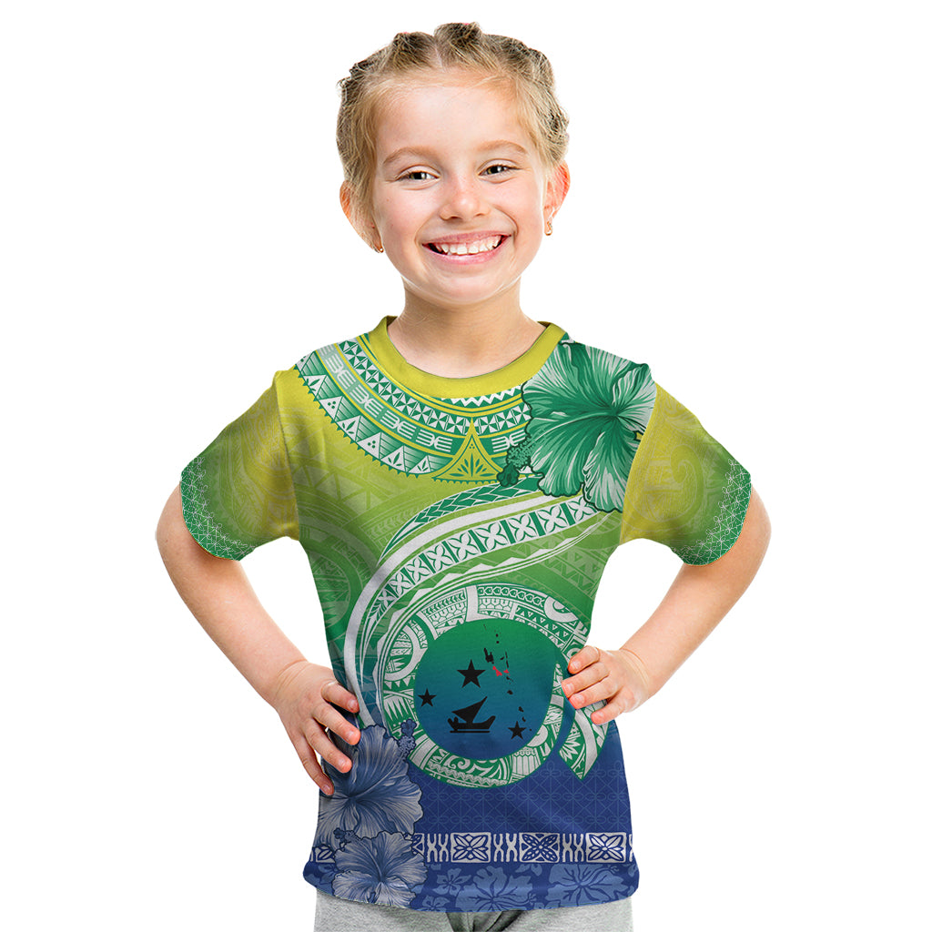 Malpampa Vanuatu Kid T Shirt Hibiscus Sand Drawing with Pacific Pattern