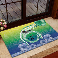 Malpampa Vanuatu Rubber Doormat Hibiscus Sand Drawing with Pacific Pattern