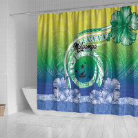 Malpampa Vanuatu Shower Curtain Hibiscus Sand Drawing with Pacific Pattern
