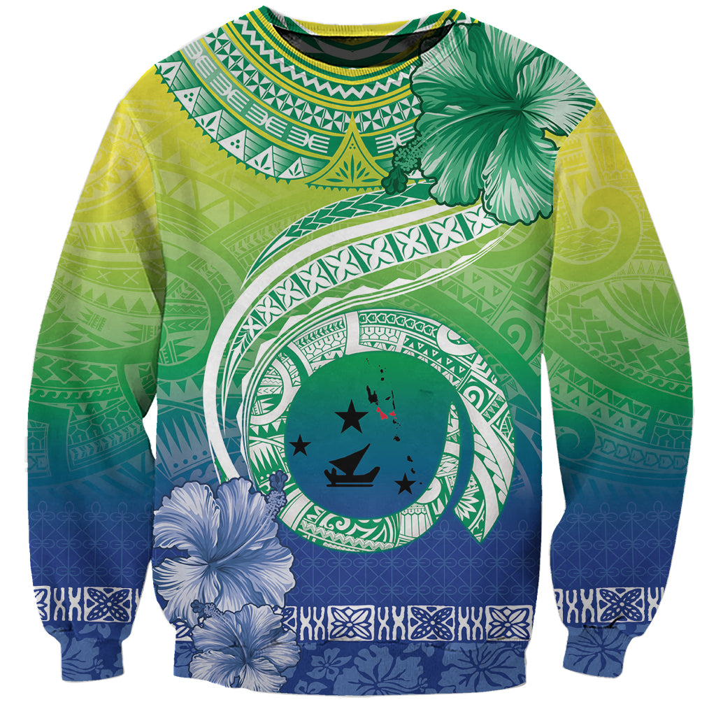 Malpampa Vanuatu Sweatshirt Hibiscus Sand Drawing with Pacific Pattern