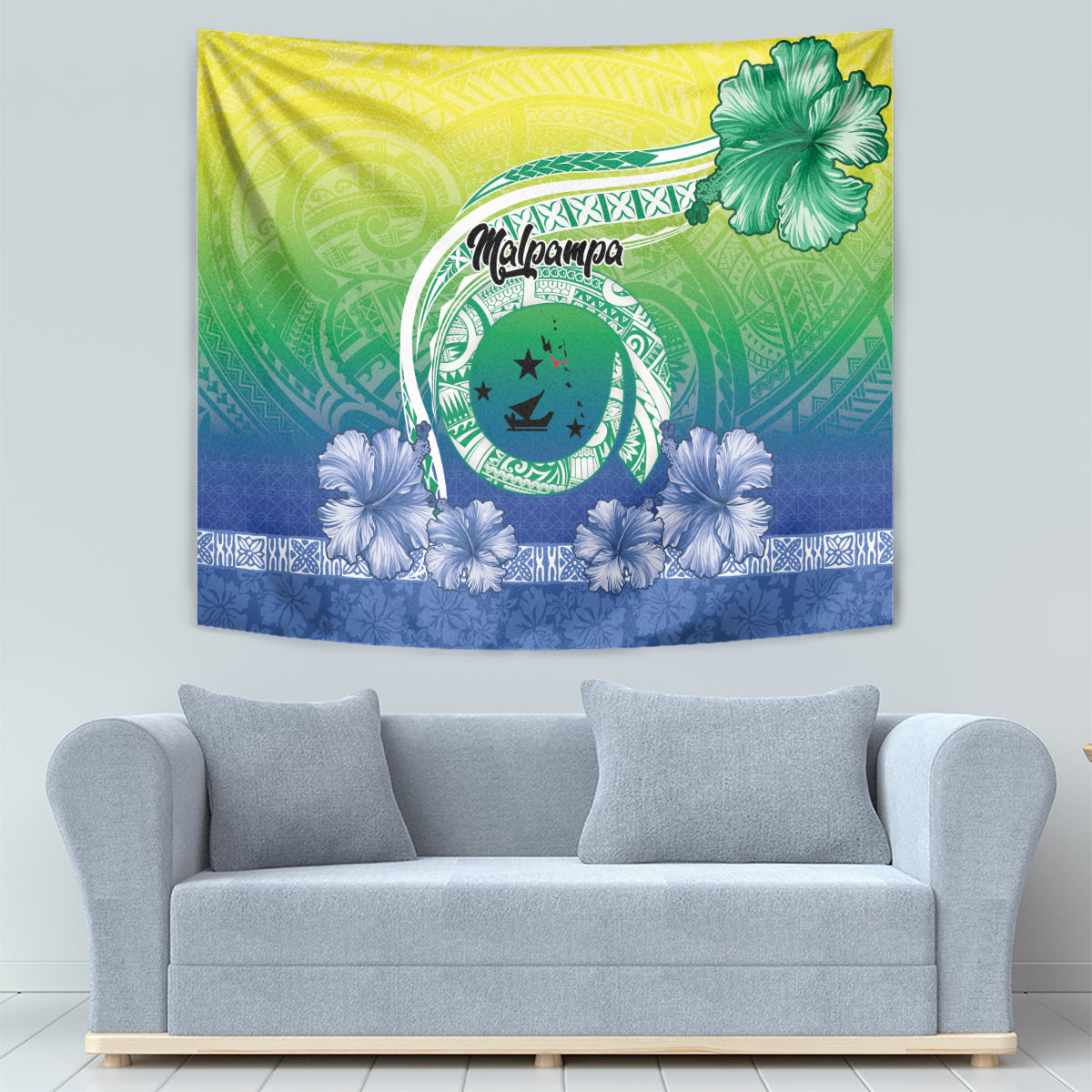 Malpampa Vanuatu Tapestry Hibiscus Sand Drawing with Pacific Pattern