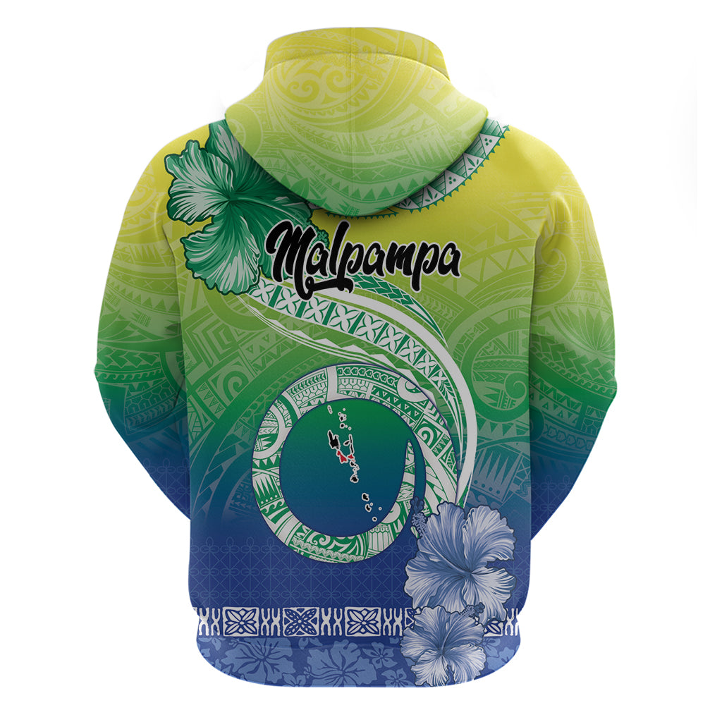 Malpampa Vanuatu Zip Hoodie Hibiscus Sand Drawing with Pacific Pattern