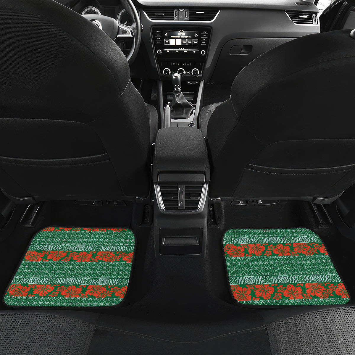 Penama Vanuatu Car Mats Hibiscus Sand Drawing with Pacific Pattern