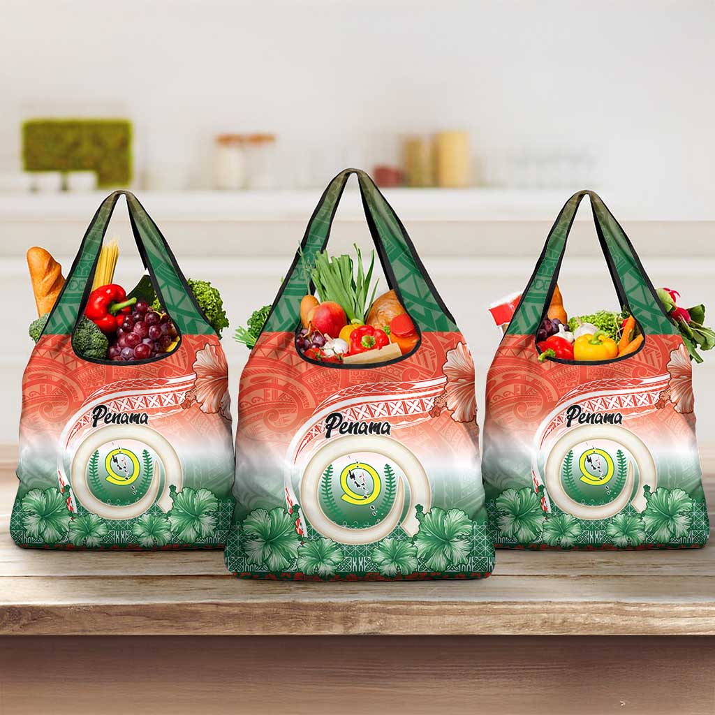 Penama Vanuatu Grocery Bag Hibiscus Sand Drawing with Pacific Pattern