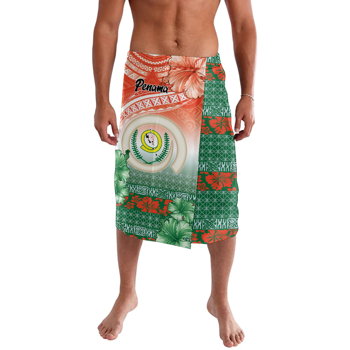 Penama Vanuatu Lavalava Hibiscus Sand Drawing with Pacific Pattern