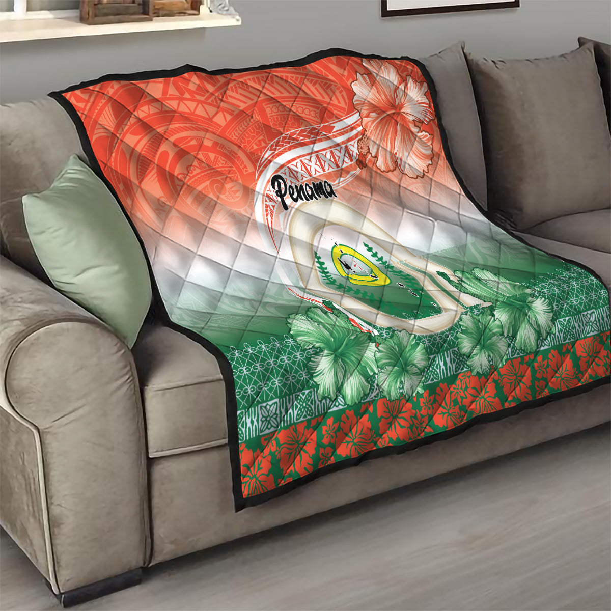 Penama Vanuatu Quilt Hibiscus Sand Drawing with Pacific Pattern