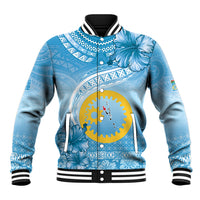 Sanma Vanuatu Baseball Jacket Hibiscus Sand Drawing with Pacific Pattern