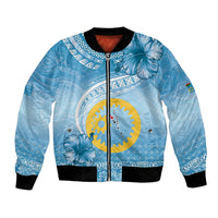 Sanma Vanuatu Bomber Jacket Hibiscus Sand Drawing with Pacific Pattern