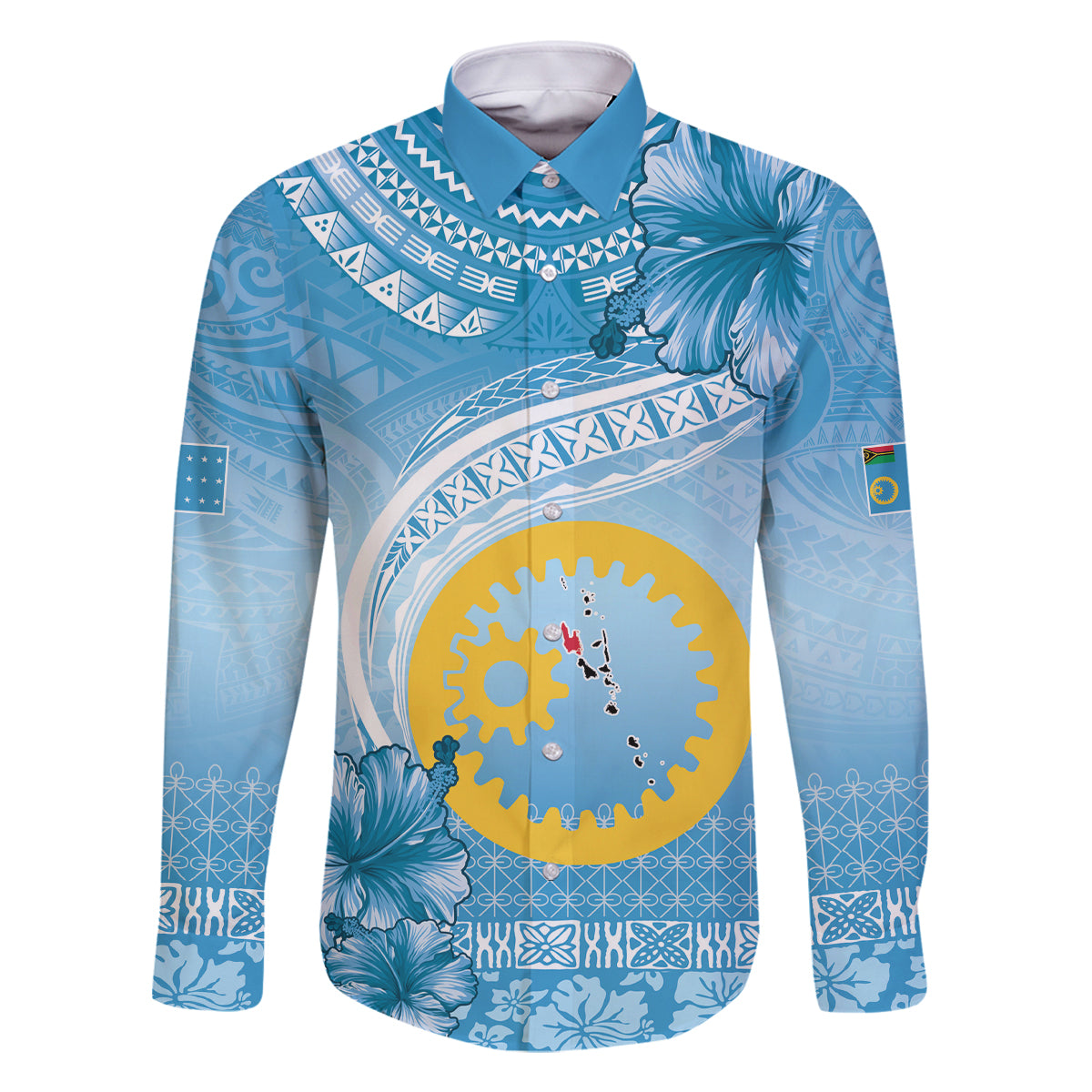 Sanma Vanuatu Family Matching Off Shoulder Maxi Dress and Hawaiian Shirt Hibiscus Sand Drawing with Pacific Pattern