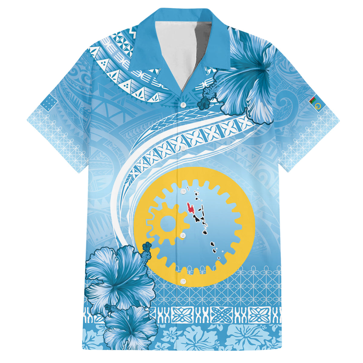 Sanma Vanuatu Family Matching Short Sleeve Bodycon Dress and Hawaiian Shirt Hibiscus Sand Drawing with Pacific Pattern