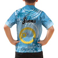 Sanma Vanuatu Kid Hawaiian Shirt Hibiscus Sand Drawing with Pacific Pattern