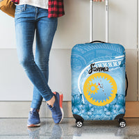 Sanma Vanuatu Luggage Cover Hibiscus Sand Drawing with Pacific Pattern
