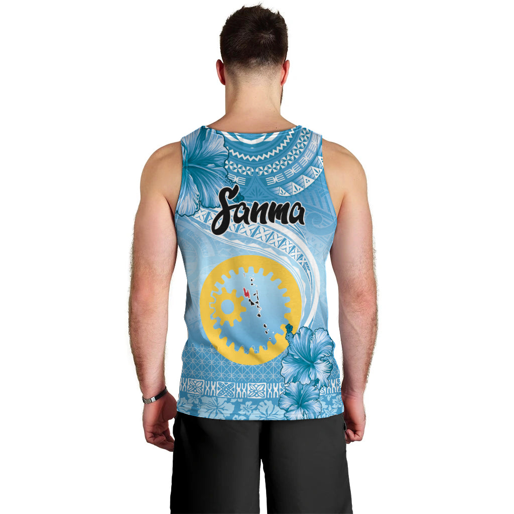 Sanma Vanuatu Men Tank Top Hibiscus Sand Drawing with Pacific Pattern