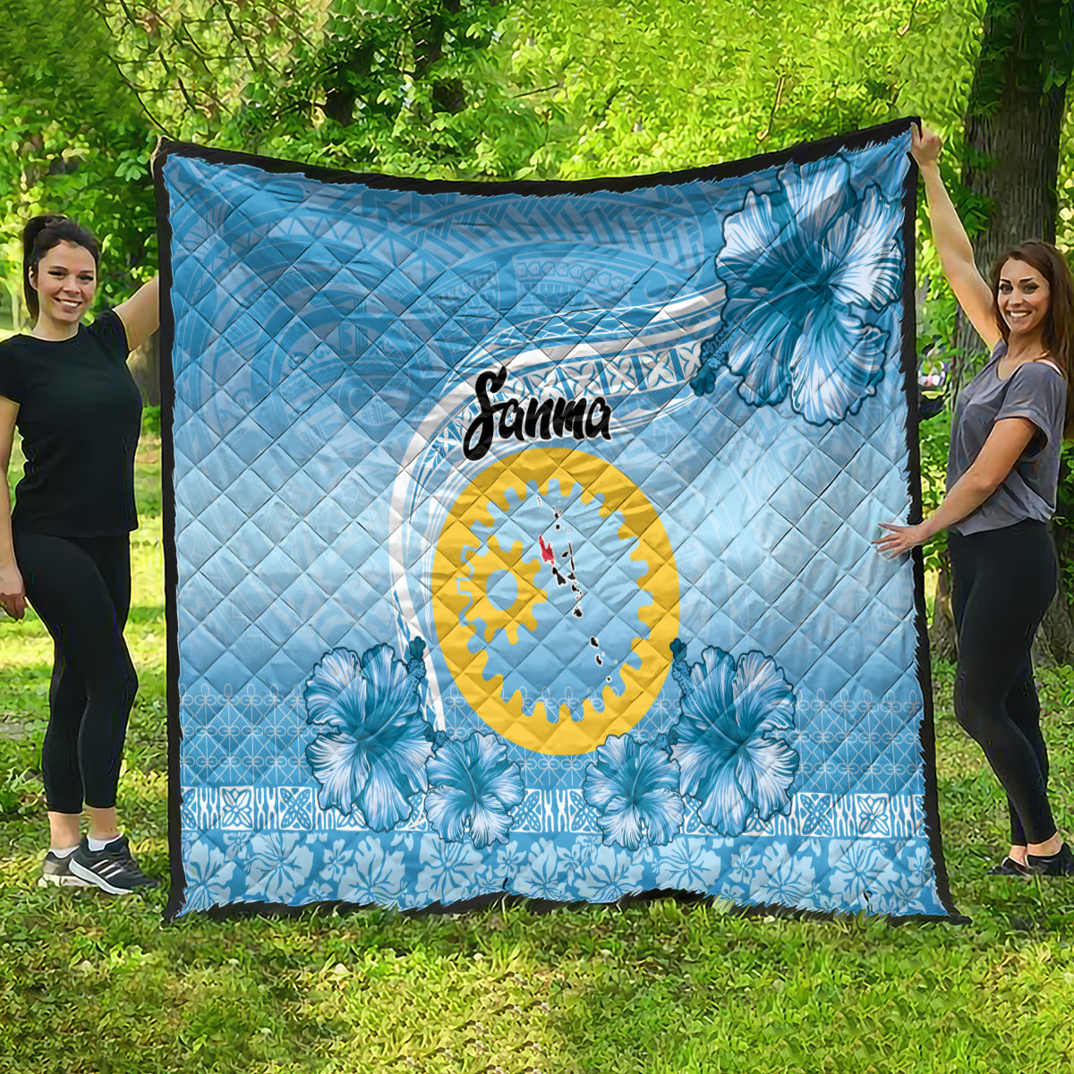 Sanma Vanuatu Quilt Hibiscus Sand Drawing with Pacific Pattern