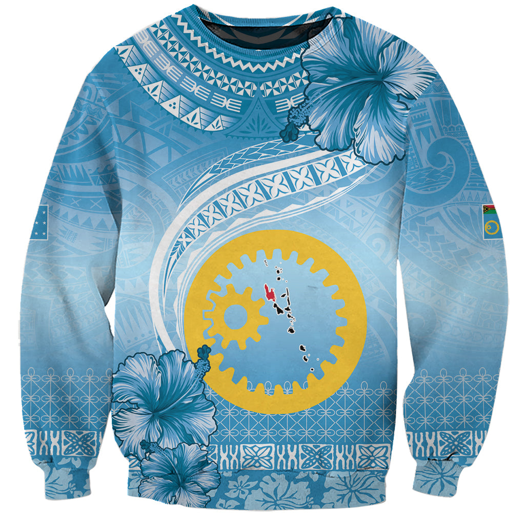Sanma Vanuatu Sweatshirt Hibiscus Sand Drawing with Pacific Pattern